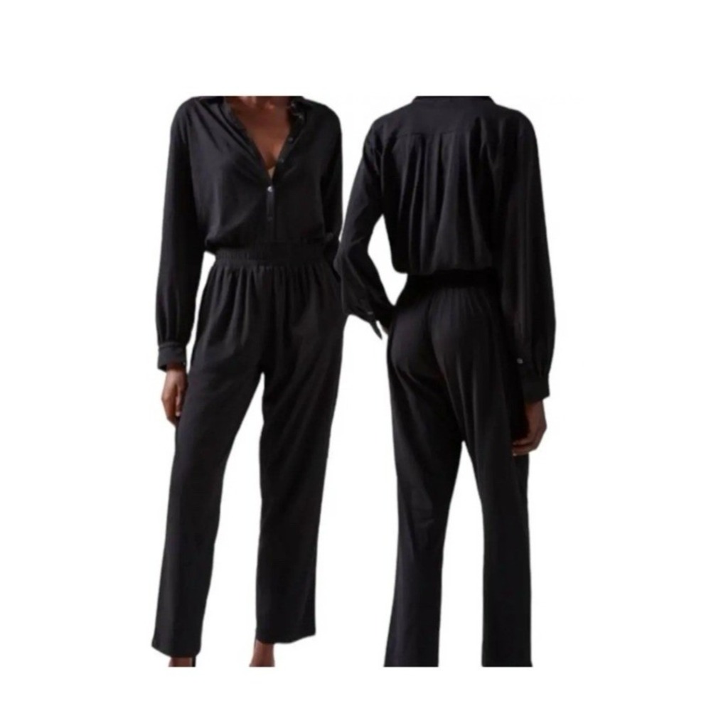 ATM Anthony Thomas Melillo Jumpsuit Women's XS Black Long‎ Sleeve 100% Cotton
